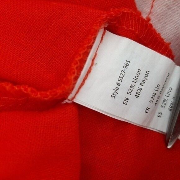 REVAMPED Linen Blend Romper Open Back Red Sz S - Picture 10 of 10